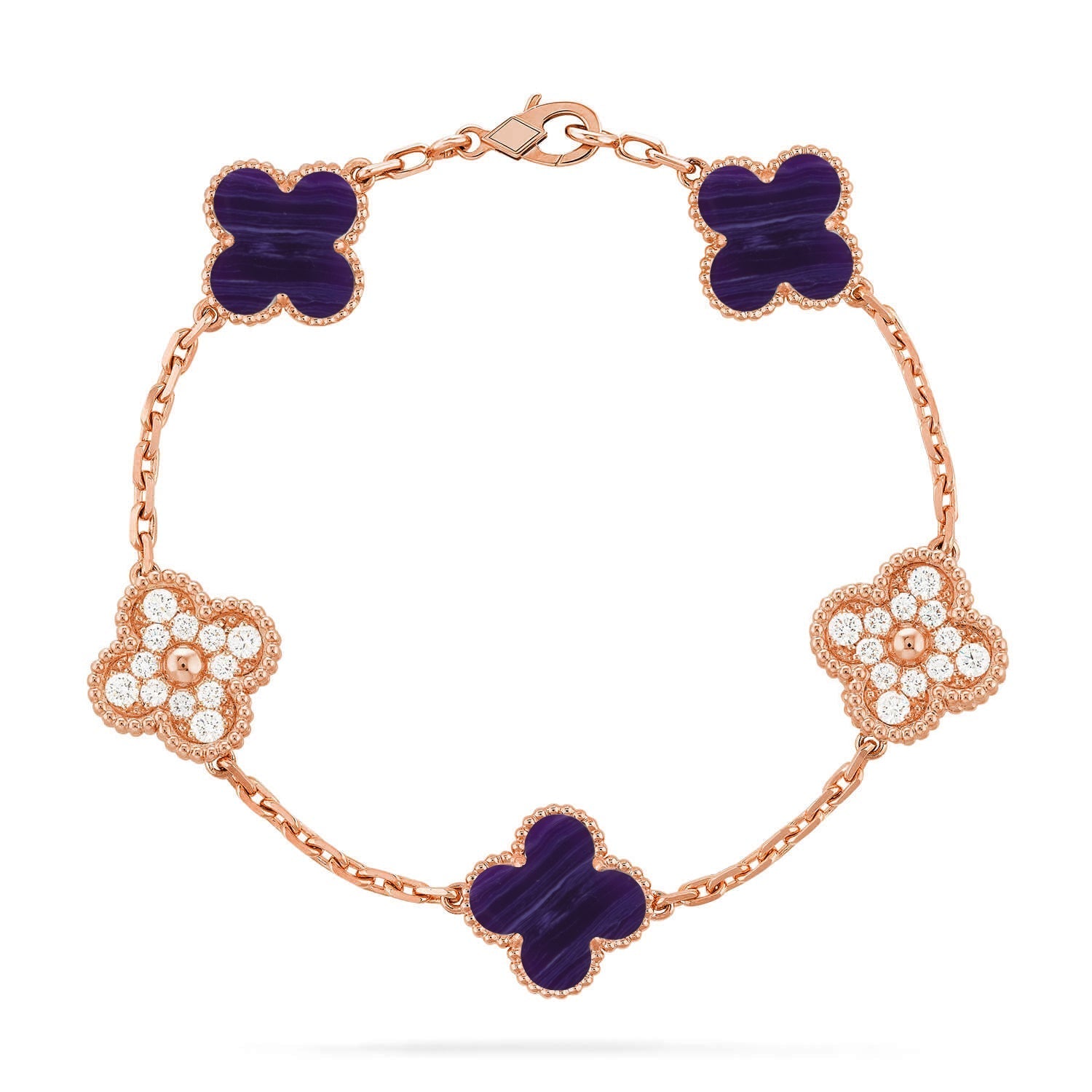 [LUXE JEWELRY]CLOVER 5 MOTIF PURPLE STRIPES BRACELET COLLECTION