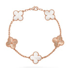 [LUXE JEWELRY]CLOVER WHITE PEARL MOP 5 MOTIF BRACELET COLLECTION
