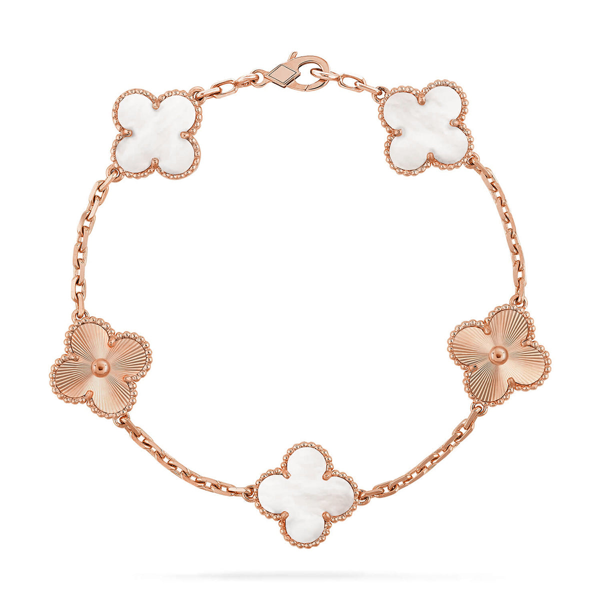 [LUXE JEWELRY]CLOVER WHITE PEARL MOP 5 MOTIF BRACELET COLLECTION