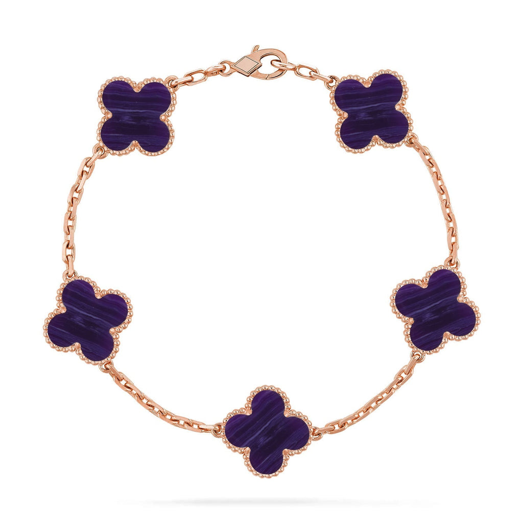 [LUXE JEWELRY]CLOVER 5 MOTIF PURPLE STRIPES BRACELET COLLECTION