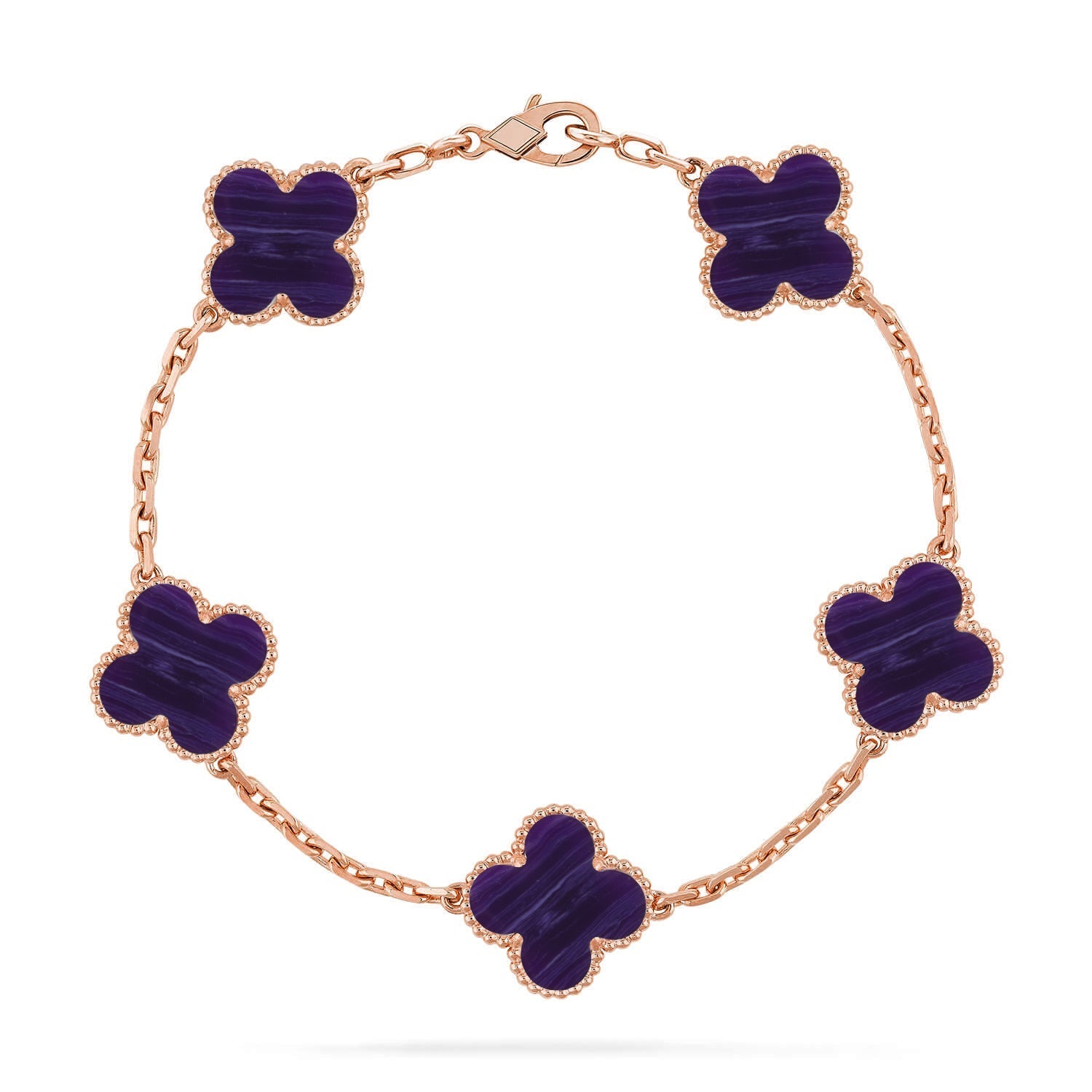 [LUXE JEWELRY]CLOVER 5 MOTIF PURPLE STRIPES BRACELET COLLECTION