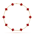 [LUXE JEWELRY]CLOVER 10 MOTIFS CARNELIAN NECKLACE