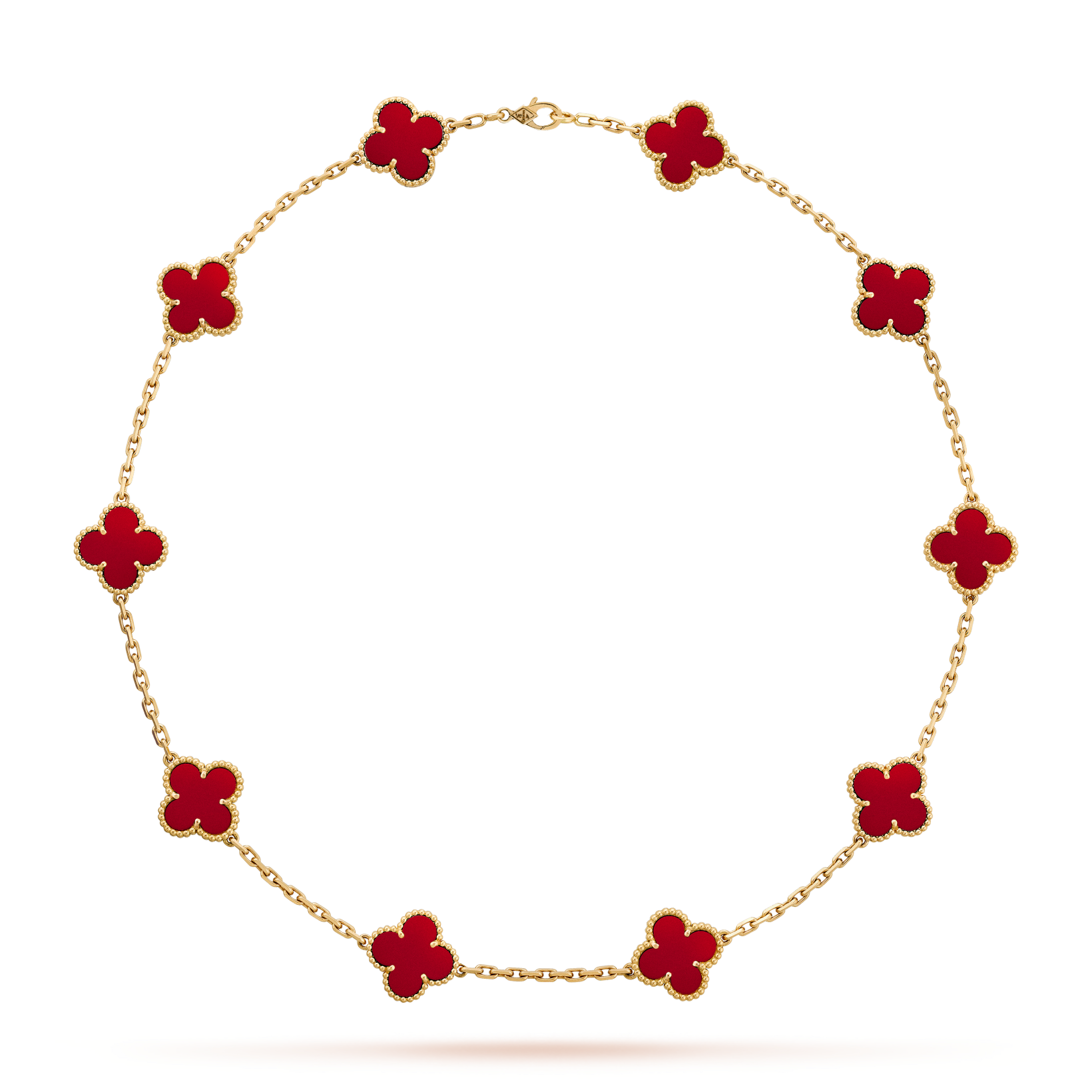 [LUXE JEWELRY]CLOVER 10 MOTIFS CARNELIAN NECKLACE