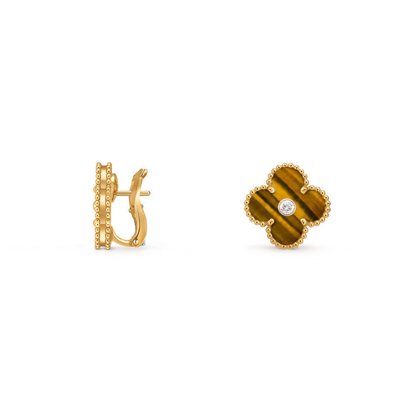[LUXE JEWELRY]CLOVER 15MM MOP DIAMOND EARRINGS COLLECTION