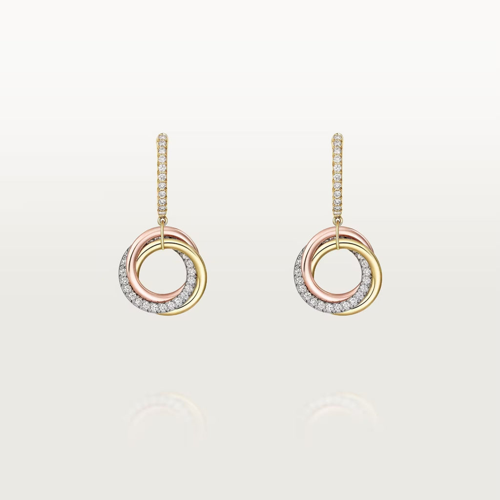 [LUXE JEWELRY] TRINITY HALF DIAMOND  EARRINGS