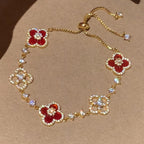 [LUXE JEWELRY]CLOVER 5 MOTIF PINK BLUE RED WHITE BRACELET