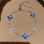 [LUXE JEWELRY]CLOVER 5 MOTIF PINK BLUE RED WHITE BRACELET