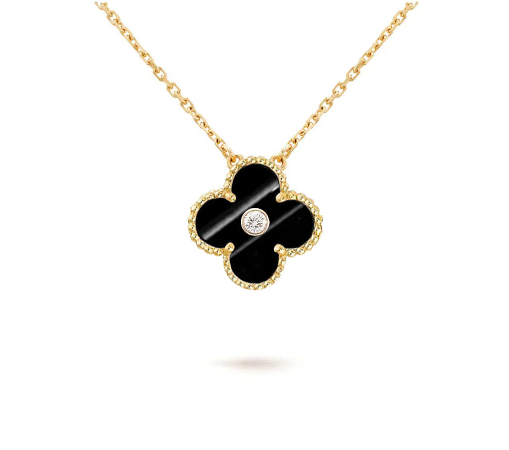 [LUXE JEWELRY]CLOVER 15MM DIAMOND SINGLE FLOWER NECKLACE COLLECTION