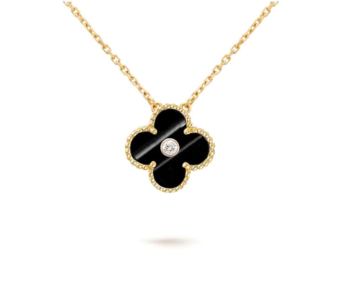 [LUXE JEWELRY]CLOVER 15MM DIAMOND SINGLE FLOWER NECKLACE COLLECTION