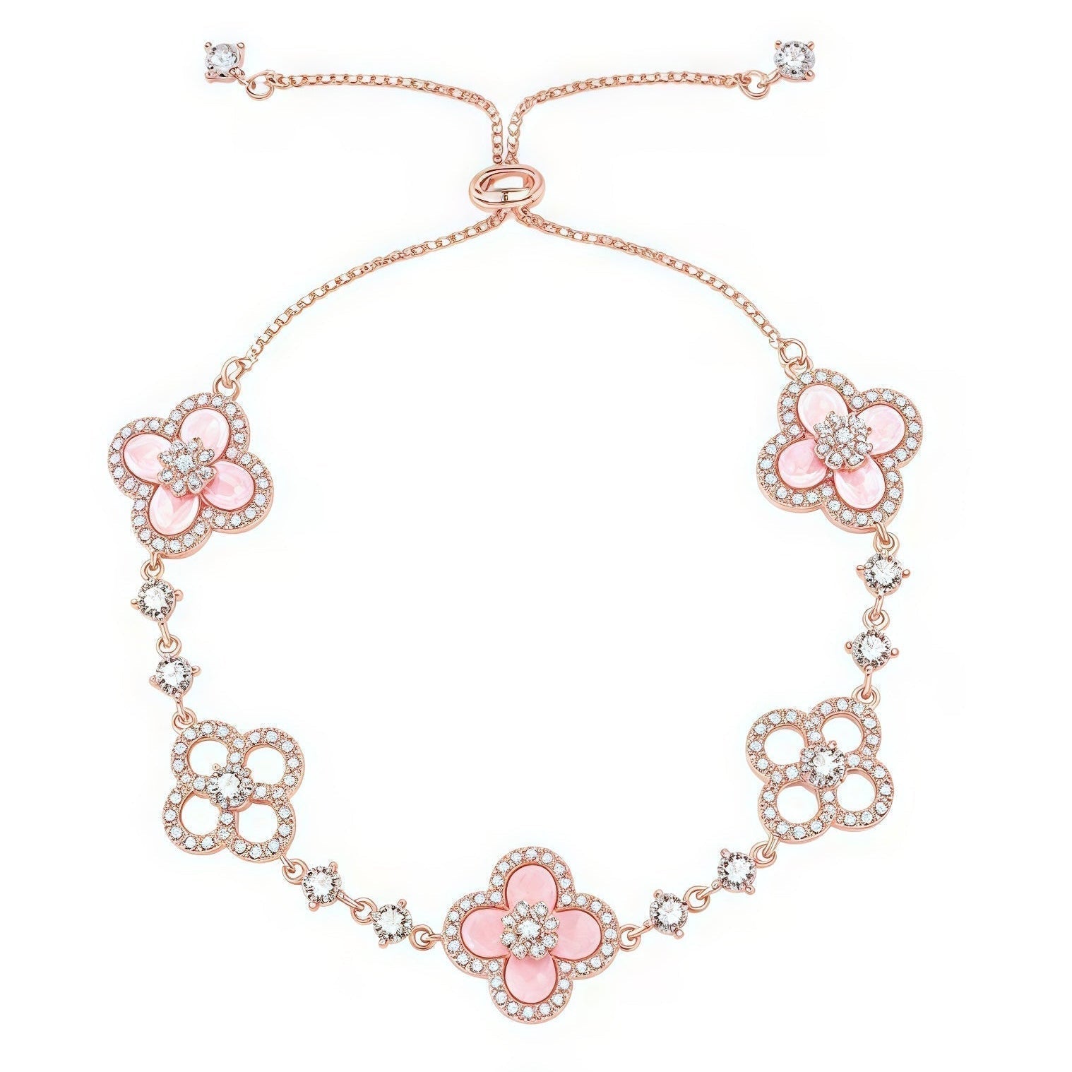 [LUXE JEWELRY]CLOVER 5 MOTIF PINK BLUE RED WHITE BRACELET