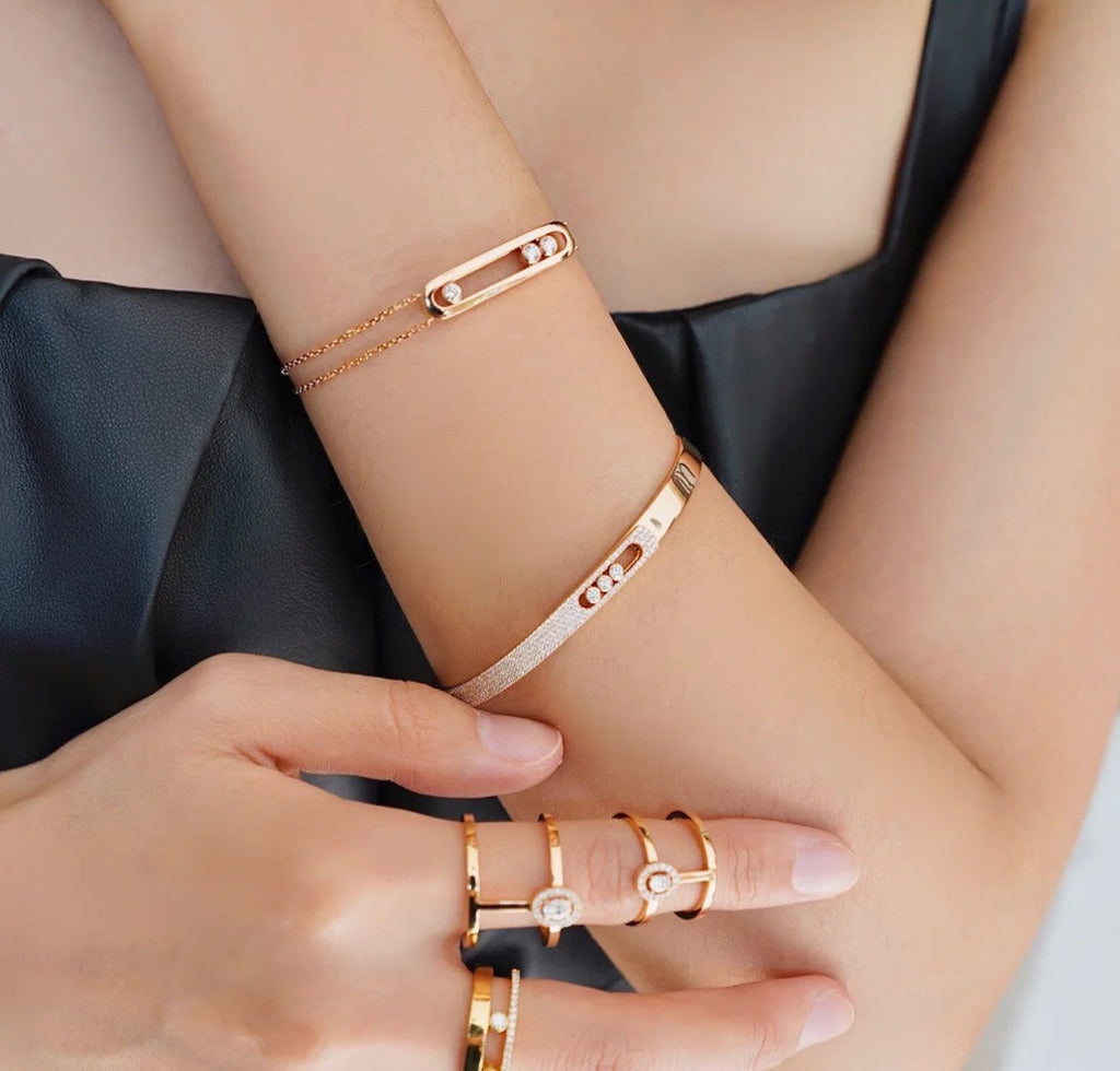 [LUXE JEWELRY]Move Noa Rose Gold Pavé Diamond Bangle Bracelet