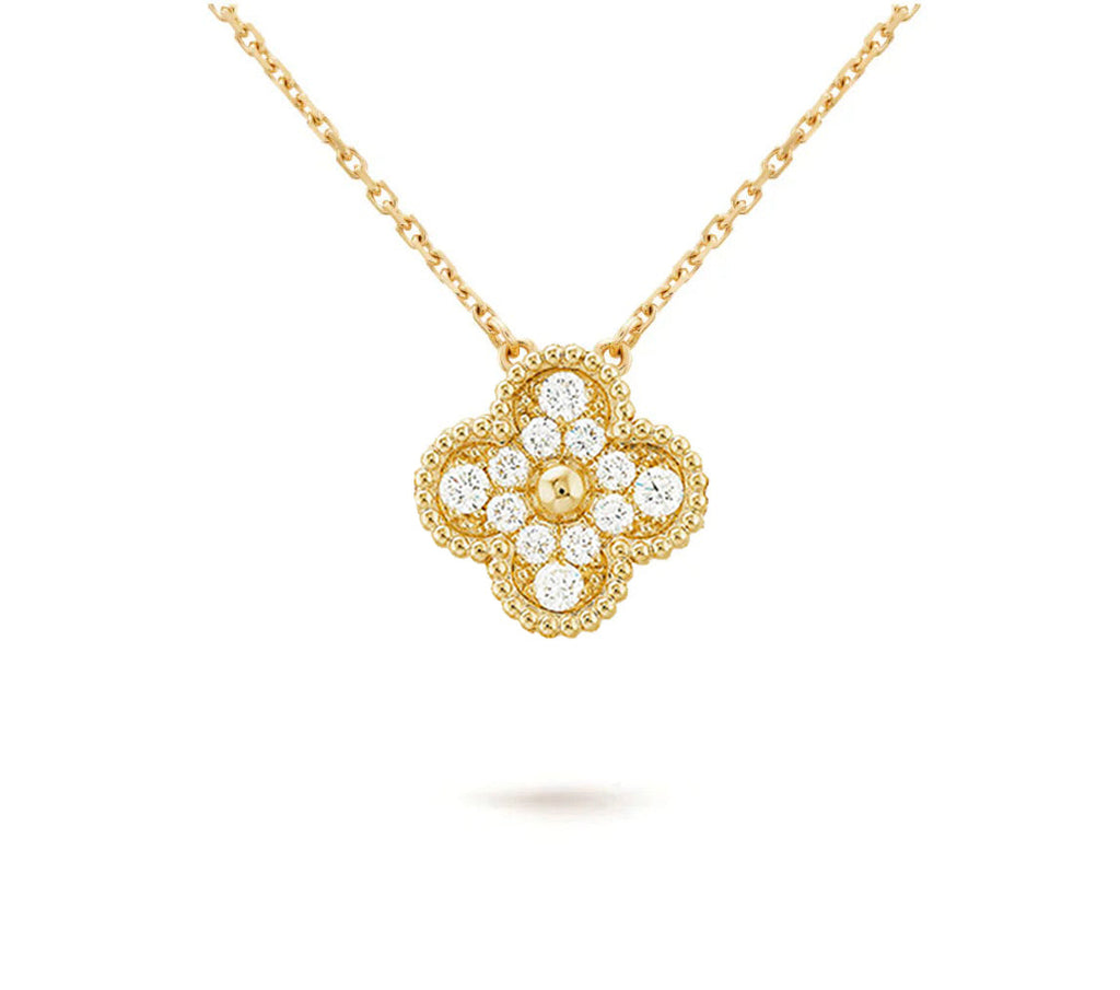 [LUXE JEWELRY]CLOVER 15MM DIAMOND SINGLE FLOWER NECKLACE COLLECTION