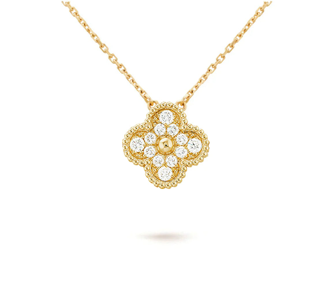[LUXE JEWELRY]CLOVER 15MM DIAMOND SINGLE FLOWER NECKLACE COLLECTION