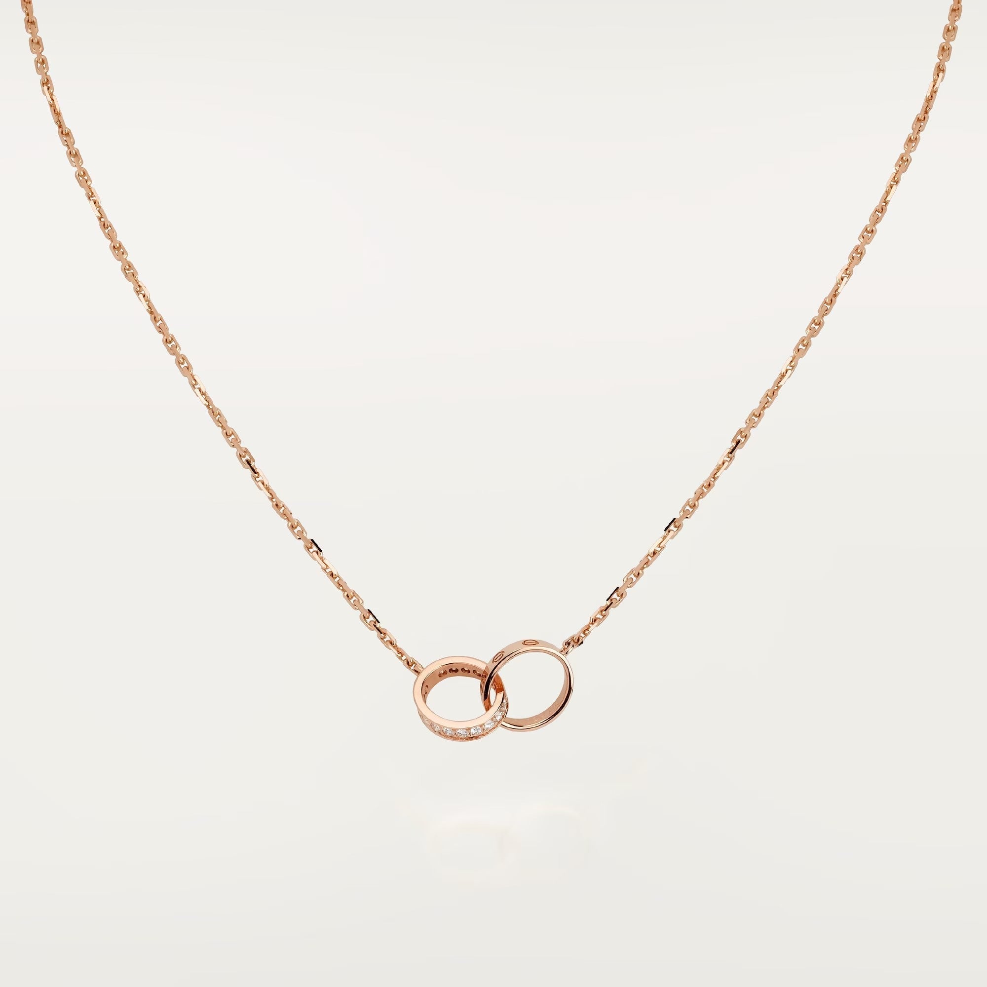 [LUXE JEWELRY] LOVE DOUBLE RING HALF DIAMOND NECKLACE