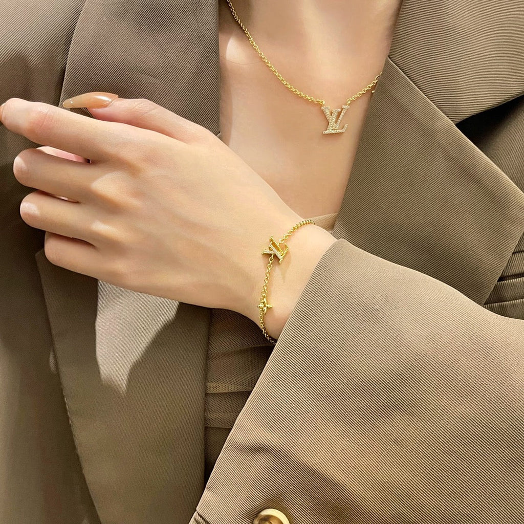 [LUXE JEWELRY]LOGO STAR MOTIF GOLD BRACELET
