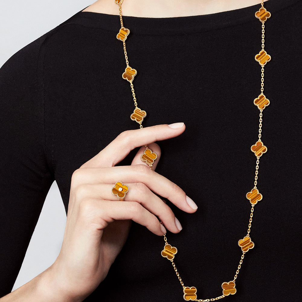 [LUXE JEWELRY]CLOVER 20 MOTIFS TIGER EYE ROSE GOLD