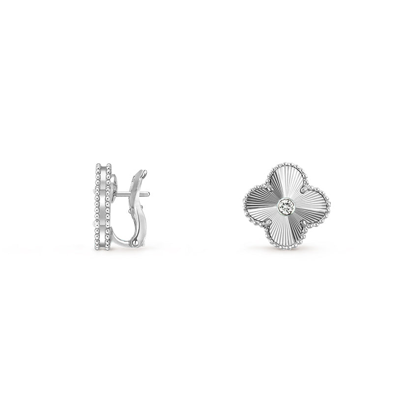 [LUXE JEWELRY]CLOVER SILVER 15MM MOP DIAMOND EARRINGS COLLECTION