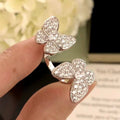 [LUXE JEWELRY]TWIN SILVER BUTTERFLY DIAMOND RING
