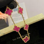 [LUXE JEWELRY]NEW CLOVER 5 MOTIFS PINK ENAMEL BRACELET