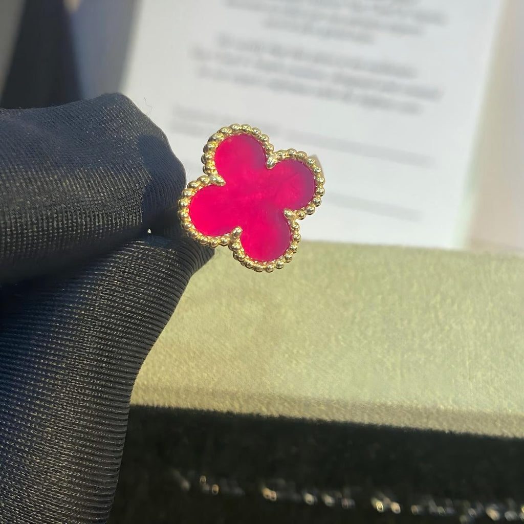 [LUXE JEWELRY]NEW CLOVER PINK ENAMEL RINGS