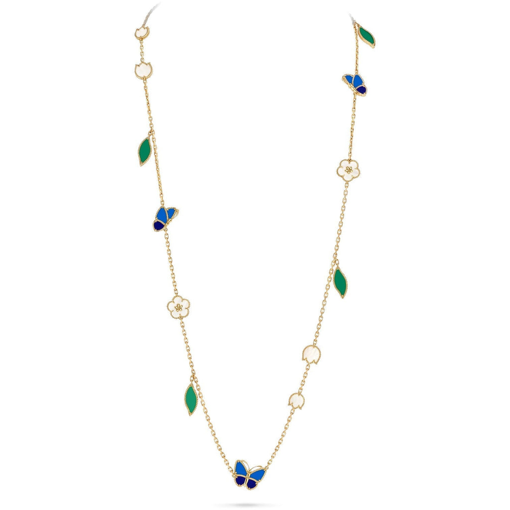 [LUXE JEWELRY] LUCKY SPRING BUTTERFLY 15 FLOWER NECKLACE