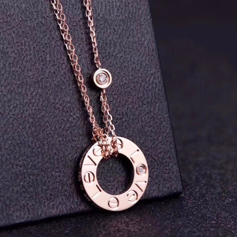 [LUXE JEWELRY] LOVE NECKLACE 16MM 2 DIAMONDS