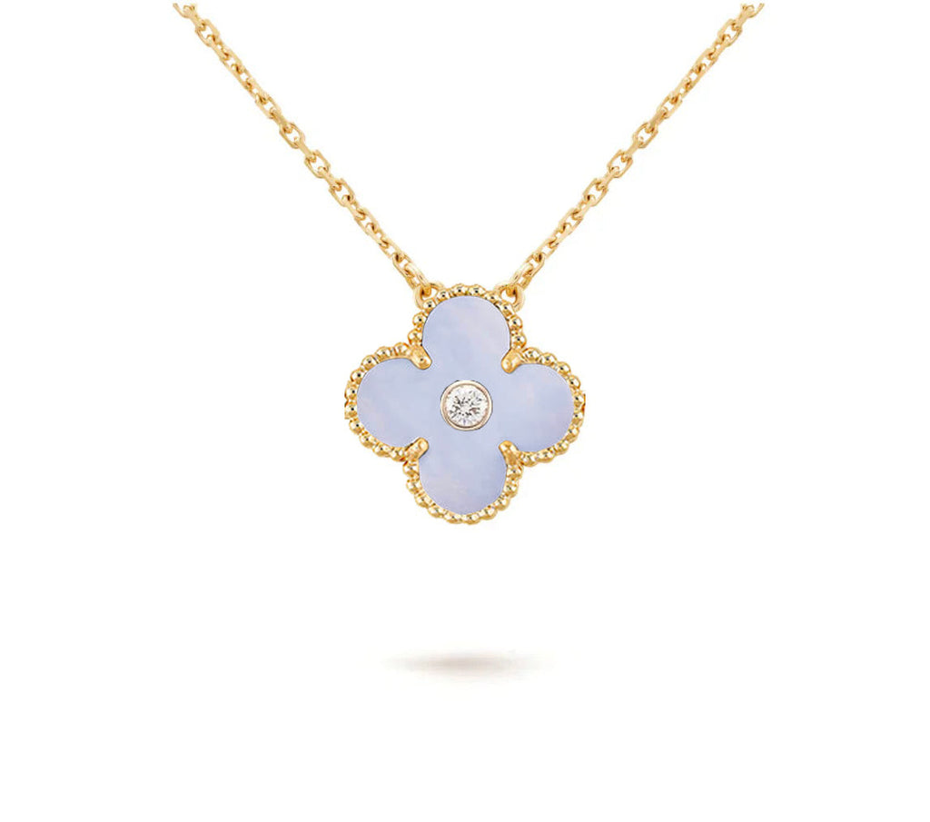 [LUXE JEWELRY]CLOVER 15MM DIAMOND SINGLE FLOWER NECKLACE COLLECTION
