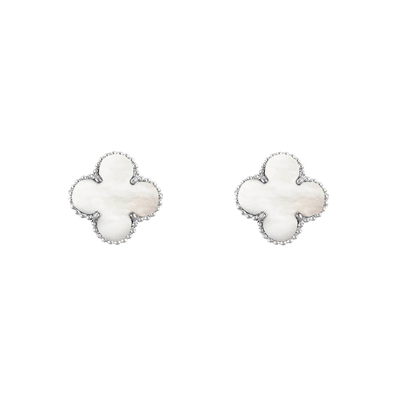 [LUXE JEWELRY]CLOVER SILVER 15MM EARRINGS COLLECTION