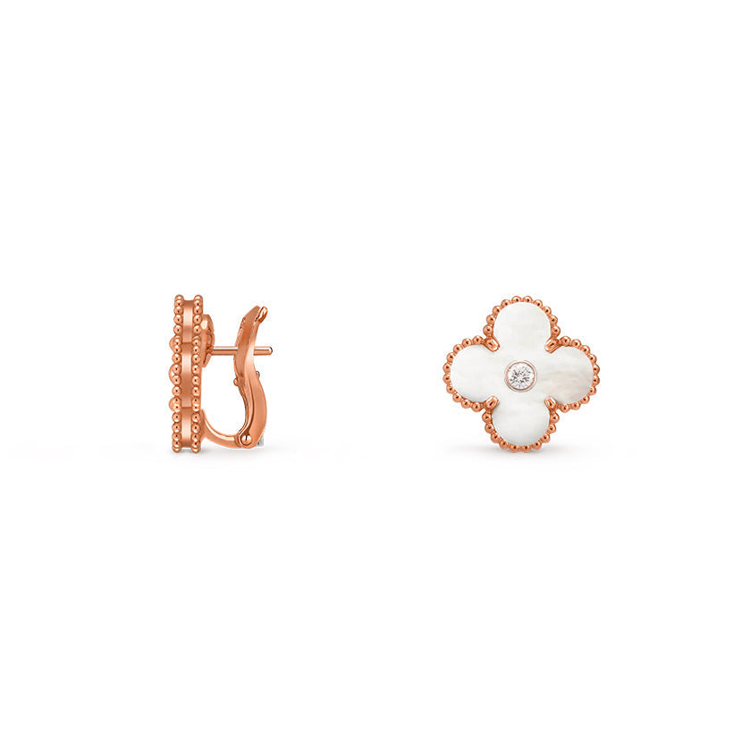 [LUXE JEWELRY]CLOVER 15MM MOP DIAMOND EARRINGS COLLECTION