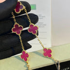 [LUXE JEWELRY]NEW CLOVER 5 MOTIFS PINK ENAMEL BRACELET