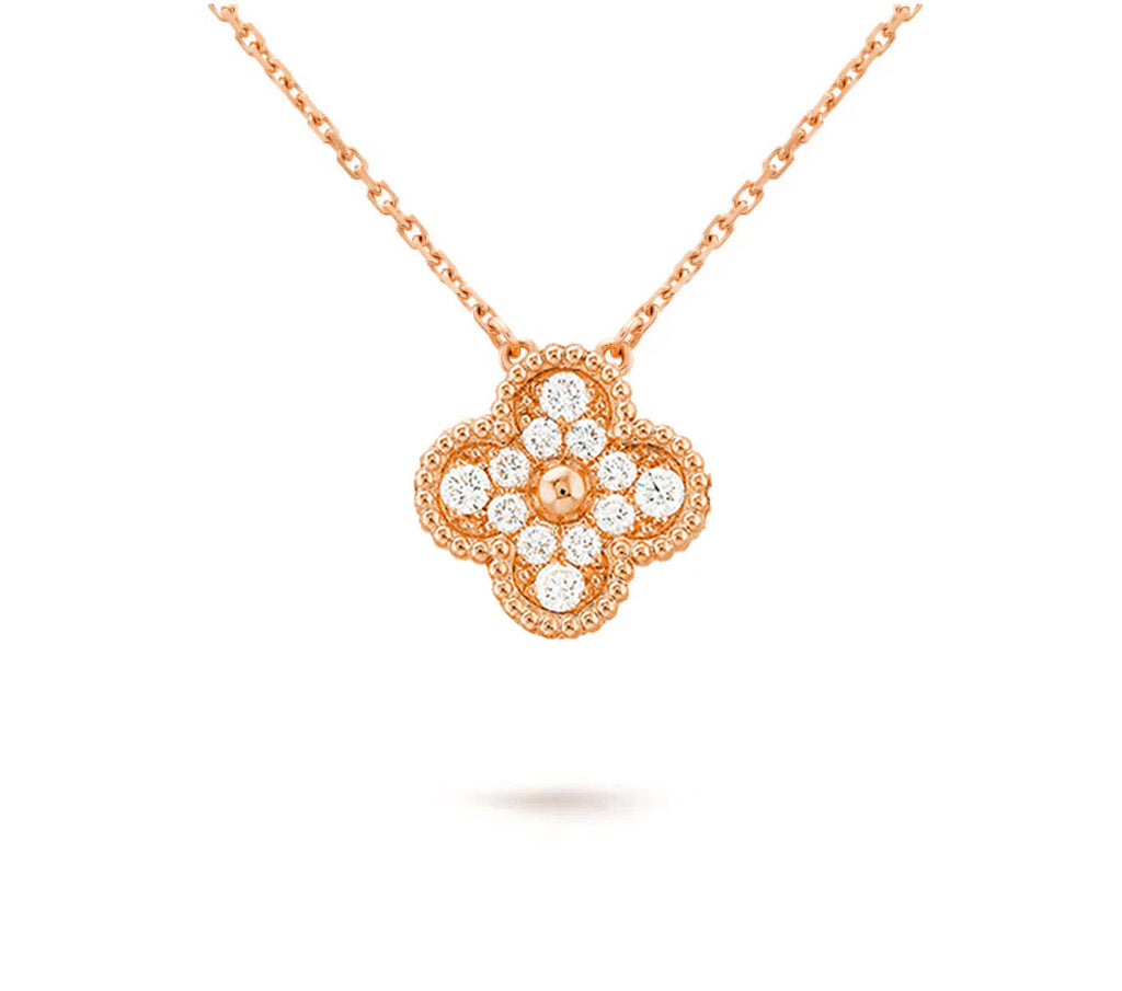[LUXE JEWELRY]CLOVER 15MM DIAMOND SINGLE FLOWER NECKLACE COLLECTION
