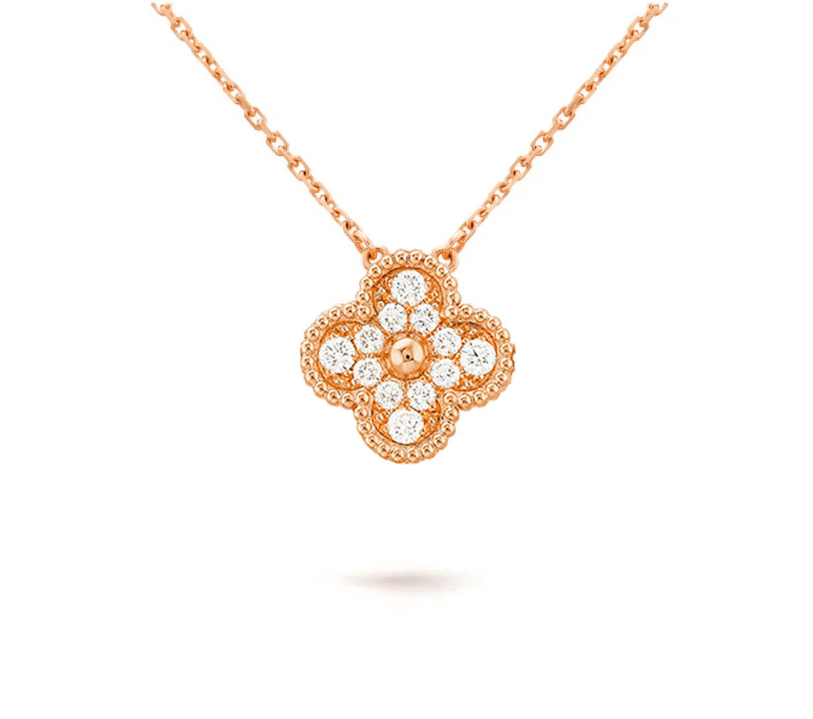 [LUXE JEWELRY]CLOVER 15MM DIAMOND SINGLE FLOWER NECKLACE COLLECTION