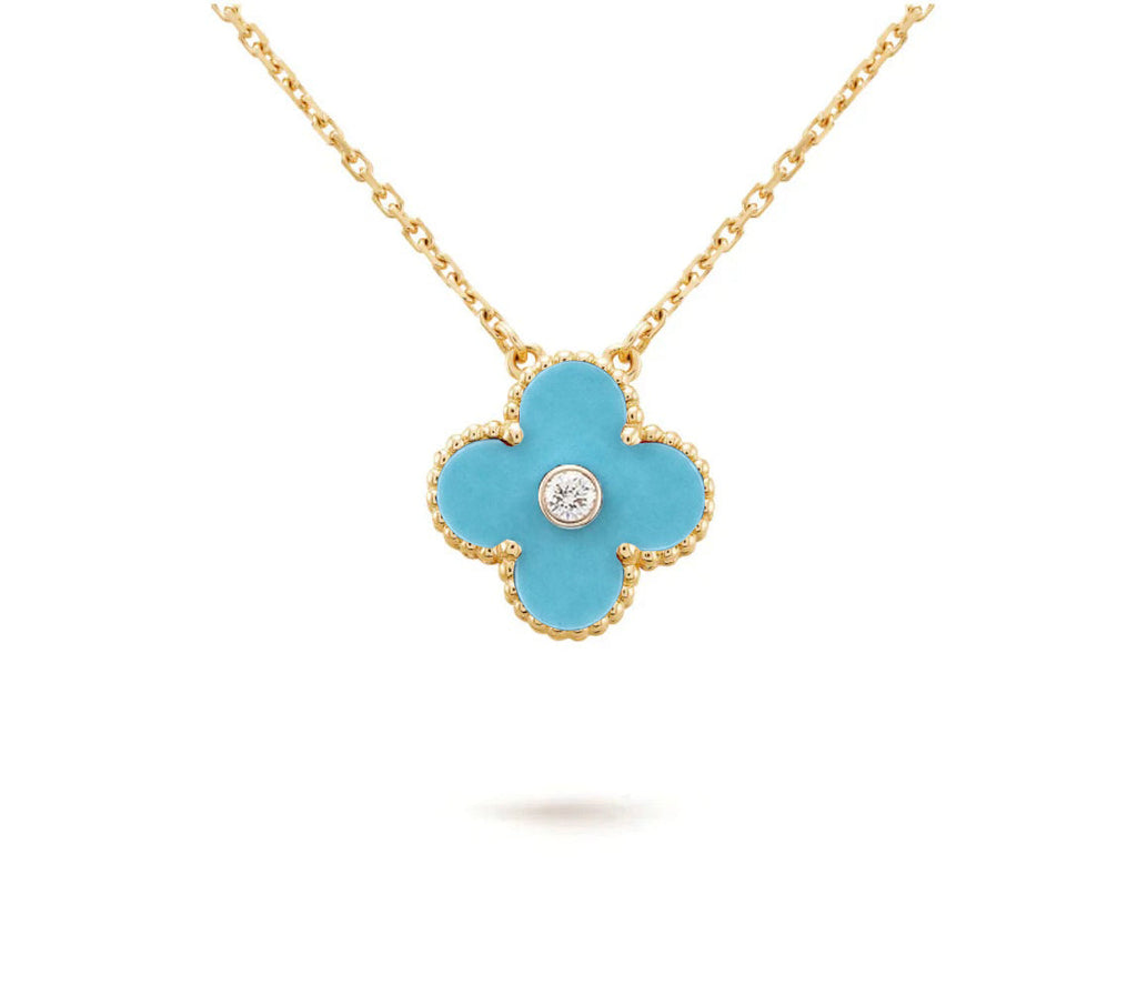 [LUXE JEWELRY]CLOVER 15MM DIAMOND SINGLE FLOWER NECKLACE COLLECTION