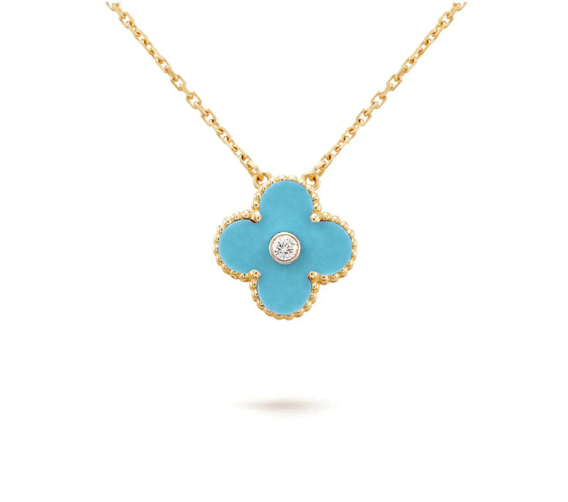 [LUXE JEWELRY]CLOVER 15MM DIAMOND SINGLE FLOWER NECKLACE COLLECTION