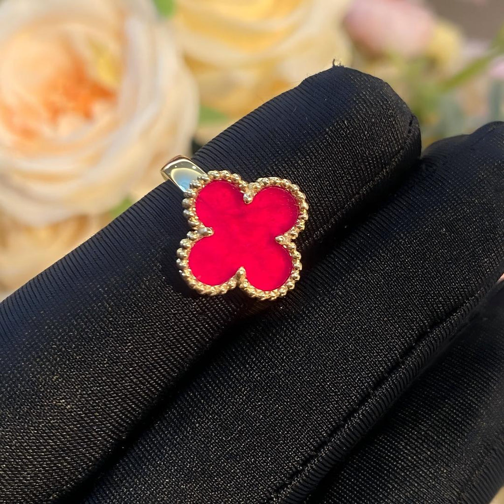 [LUXE JEWELRY]NEW CLOVER PINK ENAMEL RINGS