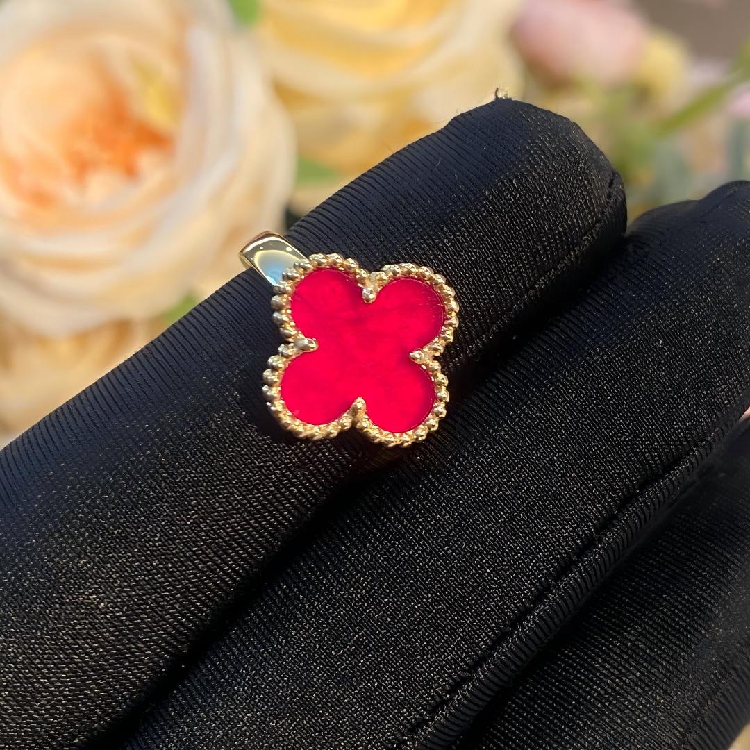 [LUXE JEWELRY]NEW CLOVER PINK ENAMEL RINGS