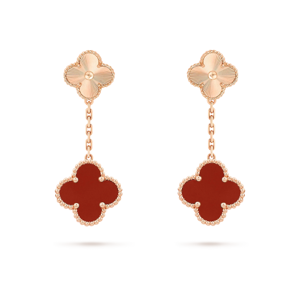 [LUXE JEWELRY]CLOVER 2 MOTIF  LASER CARNELIAN EARRINGS