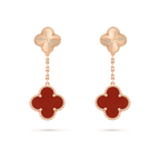 [LUXE JEWELRY]CLOVER 2 MOTIF  LASER CARNELIAN EARRINGS