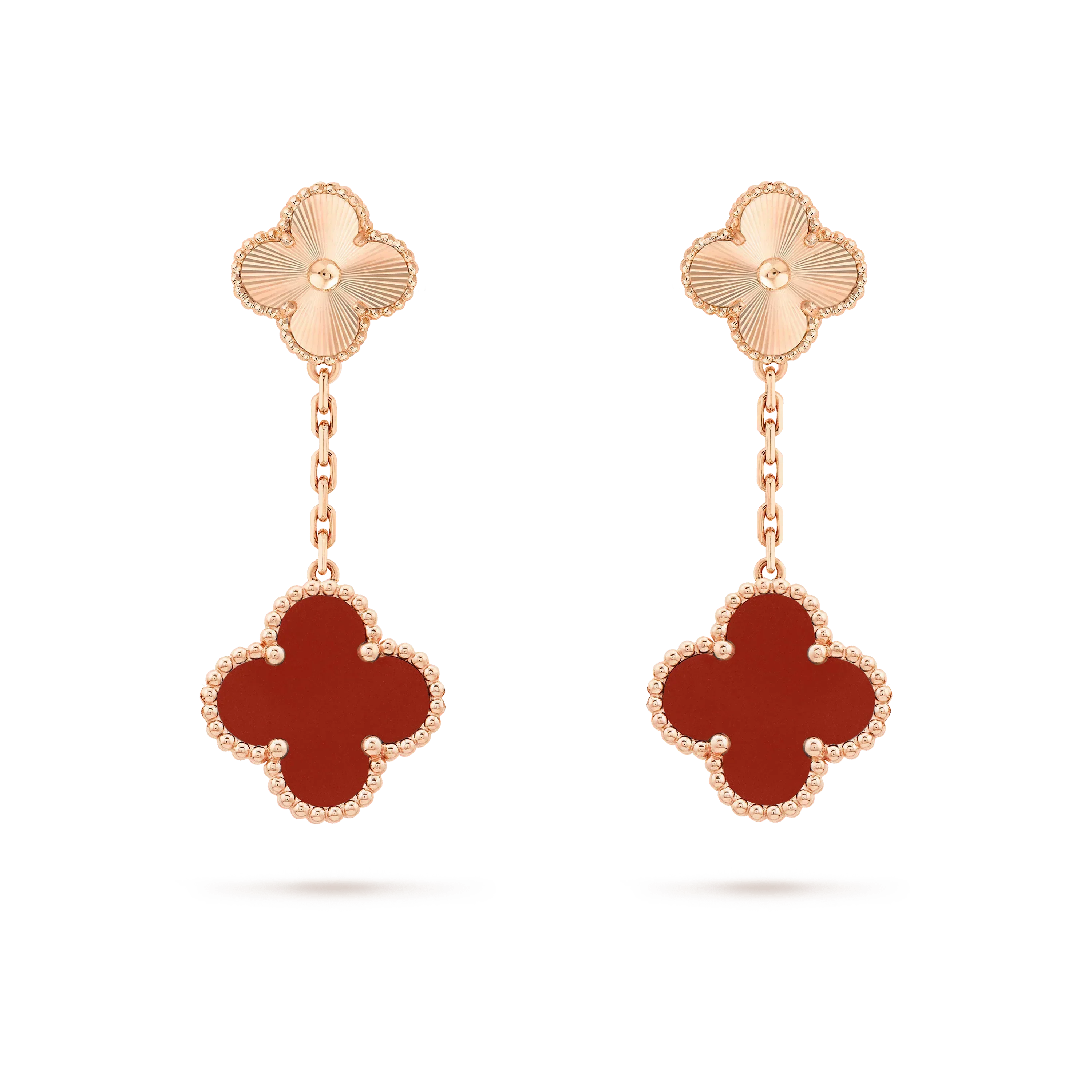 [LUXE JEWELRY]CLOVER 2 MOTIF  LASER CARNELIAN EARRINGS