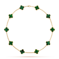 [LUXE JEWELRY]CLOVER 10 MOTIFS MALACHITE NECKLACE