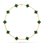 [LUXE JEWELRY]CLOVER 10 MOTIFS MALACHITE NECKLACE
