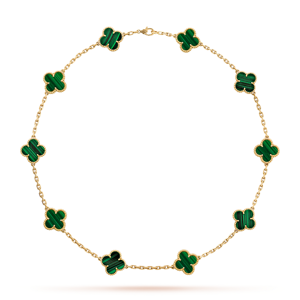 [LUXE JEWELRY]CLOVER 10 MOTIFS MALACHITE NECKLACE