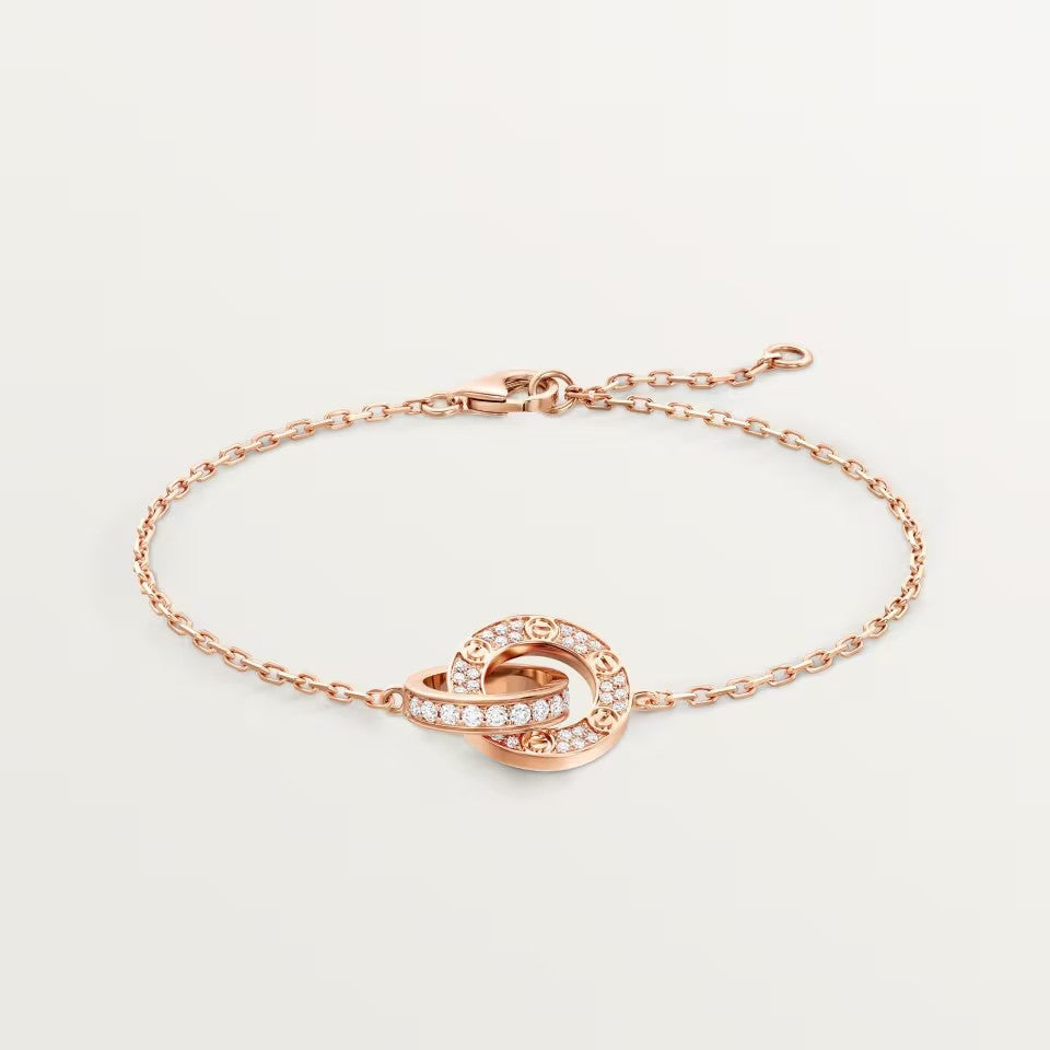 [LUXE JEWELRY] LOVE DOUBLE RING FULL DIAMOND BRACELET