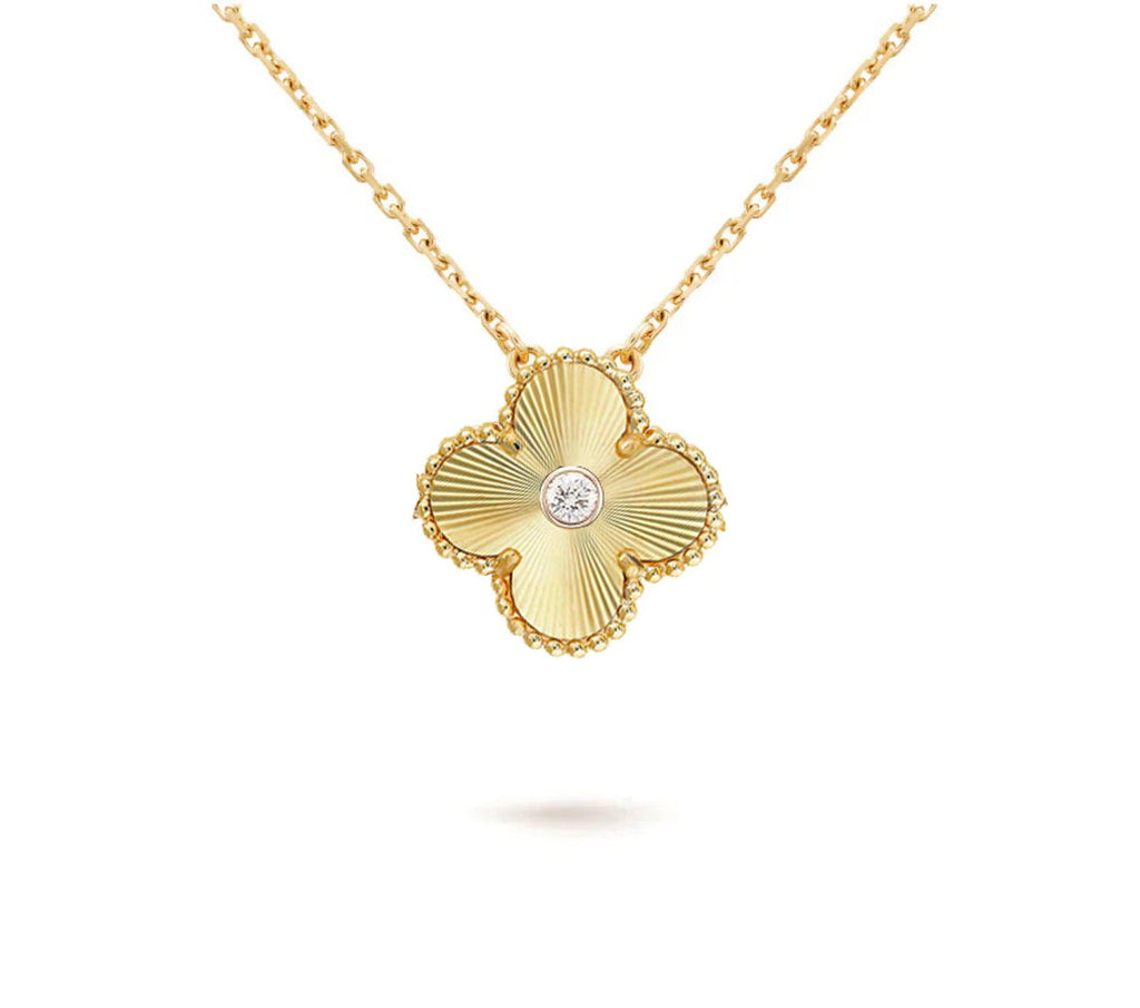 [LUXE JEWELRY]CLOVER 15MM DIAMOND SINGLE FLOWER NECKLACE COLLECTION
