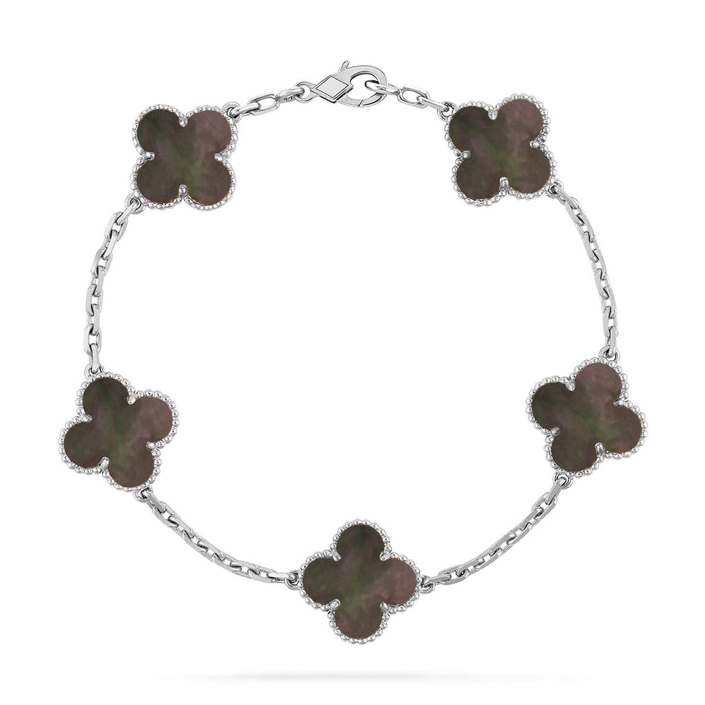 [LUXE JEWELRY] CLOVER 5 MOTIF GRAY MOP BRACELET COLLECTION