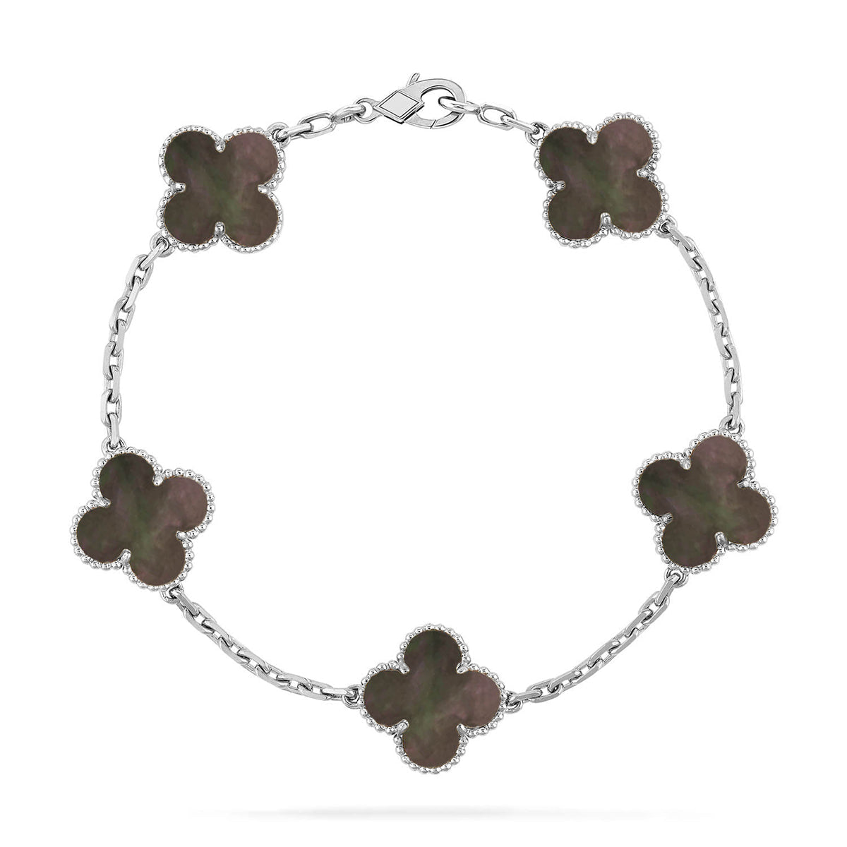 [LUXE JEWELRY] CLOVER 5 MOTIF GRAY MOP BRACELET COLLECTION