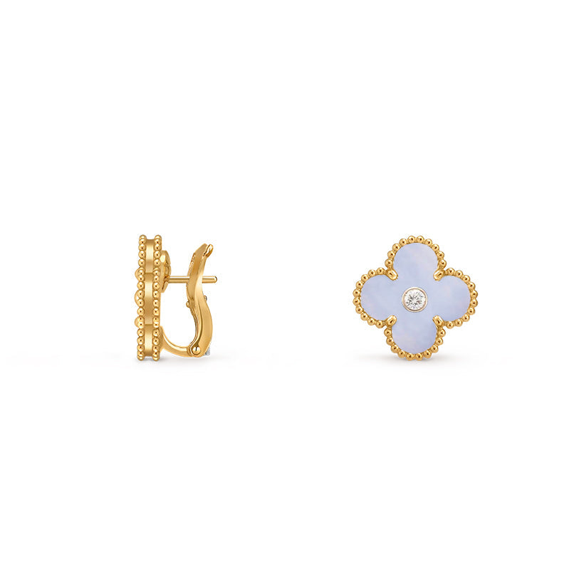 [LUXE JEWELRY]CLOVER 15MM MOP DIAMOND EARRINGS COLLECTION