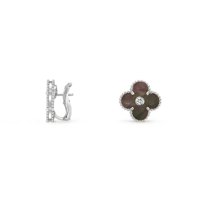 [LUXE JEWELRY]CLOVER SILVER 15MM MOP DIAMOND EARRINGS COLLECTION