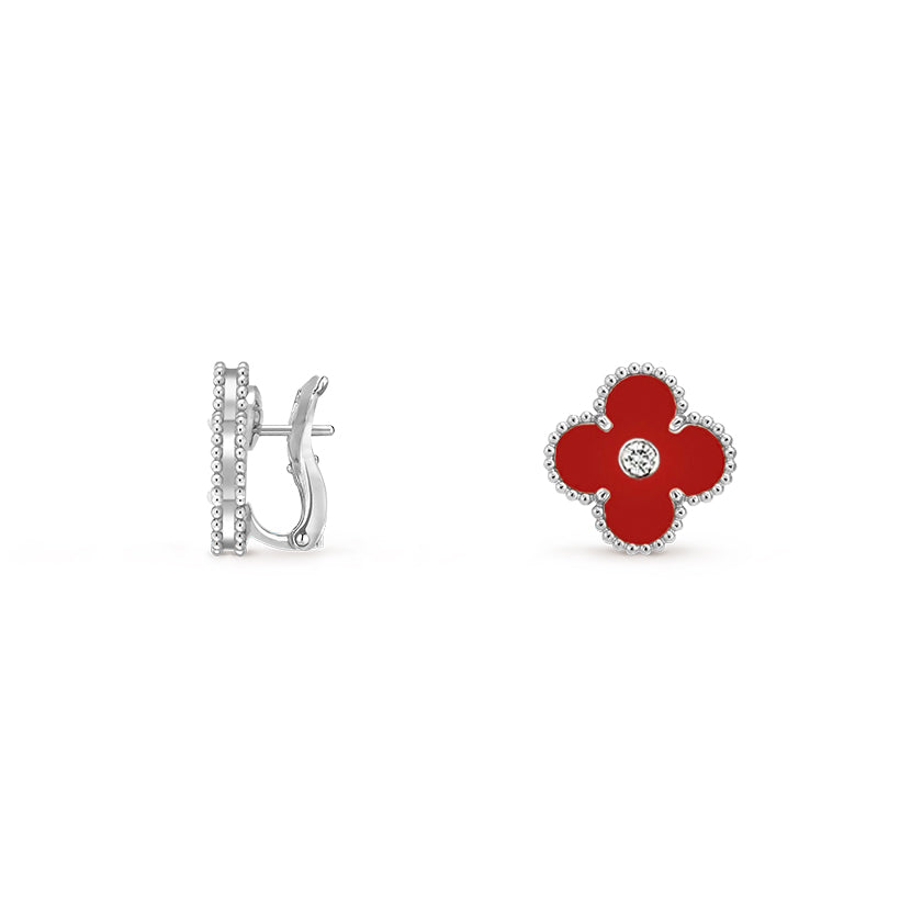 [LUXE JEWELRY]CLOVER SILVER 15MM MOP DIAMOND EARRINGS COLLECTION