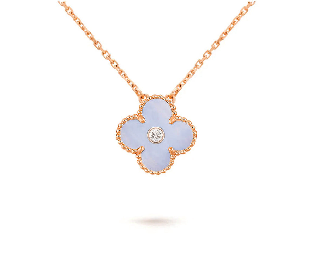 [LUXE JEWELRY]CLOVER 15MM DIAMOND SINGLE FLOWER NECKLACE COLLECTION